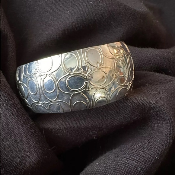 Vintage Coach 925 Silver Logo Cuff Bracelet (38gm silver) - Picture 1 of 5